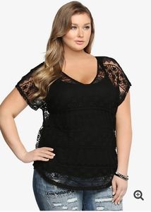 Black Lace Dolman Top